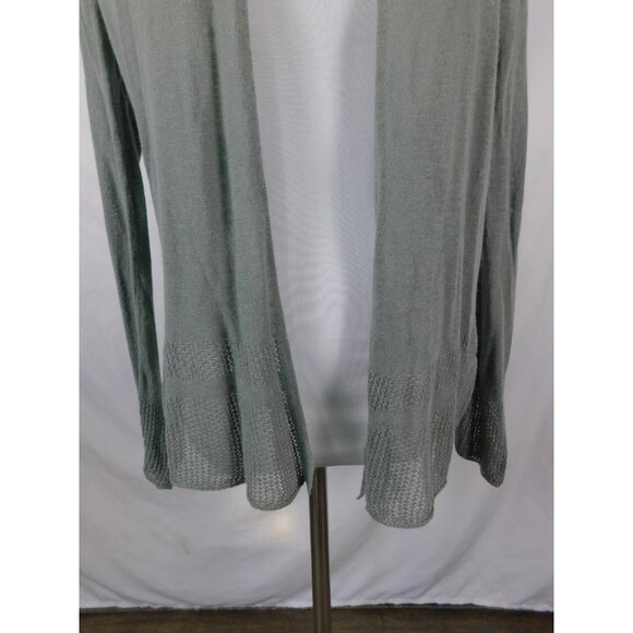 Max Studio Sweater Womens Medium Sage Green Open Front Cardigan Linen Blend - Picture 3 of 11
